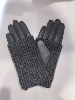 Day Leather Knit Glove Grå